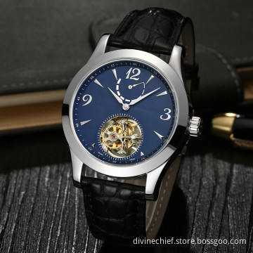 Fashion Wholesale Men Business Watch, High Quality 3ATM Waterproof Leather Tourbillon Watch For Boys